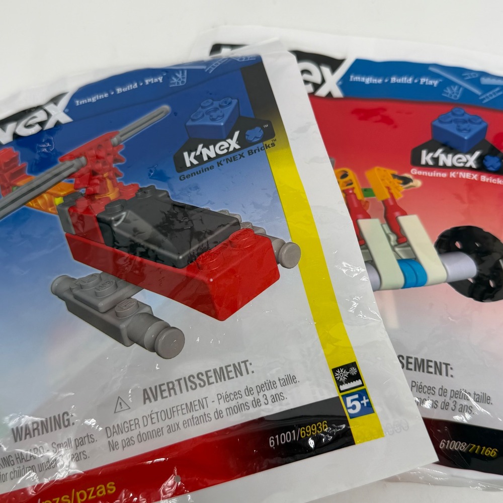 K'NEX 61001 61008 Building Sets Helicopter Race Car 2 Pack Sealed New